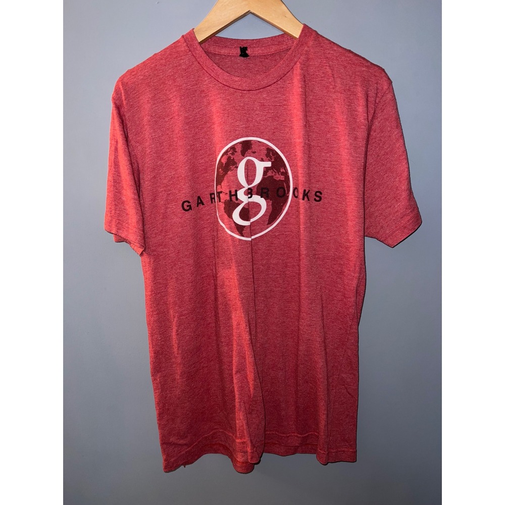 Garth Brooks World Tour Graphic T-Shirt Heather Red Short Sleeve‎ Mens L